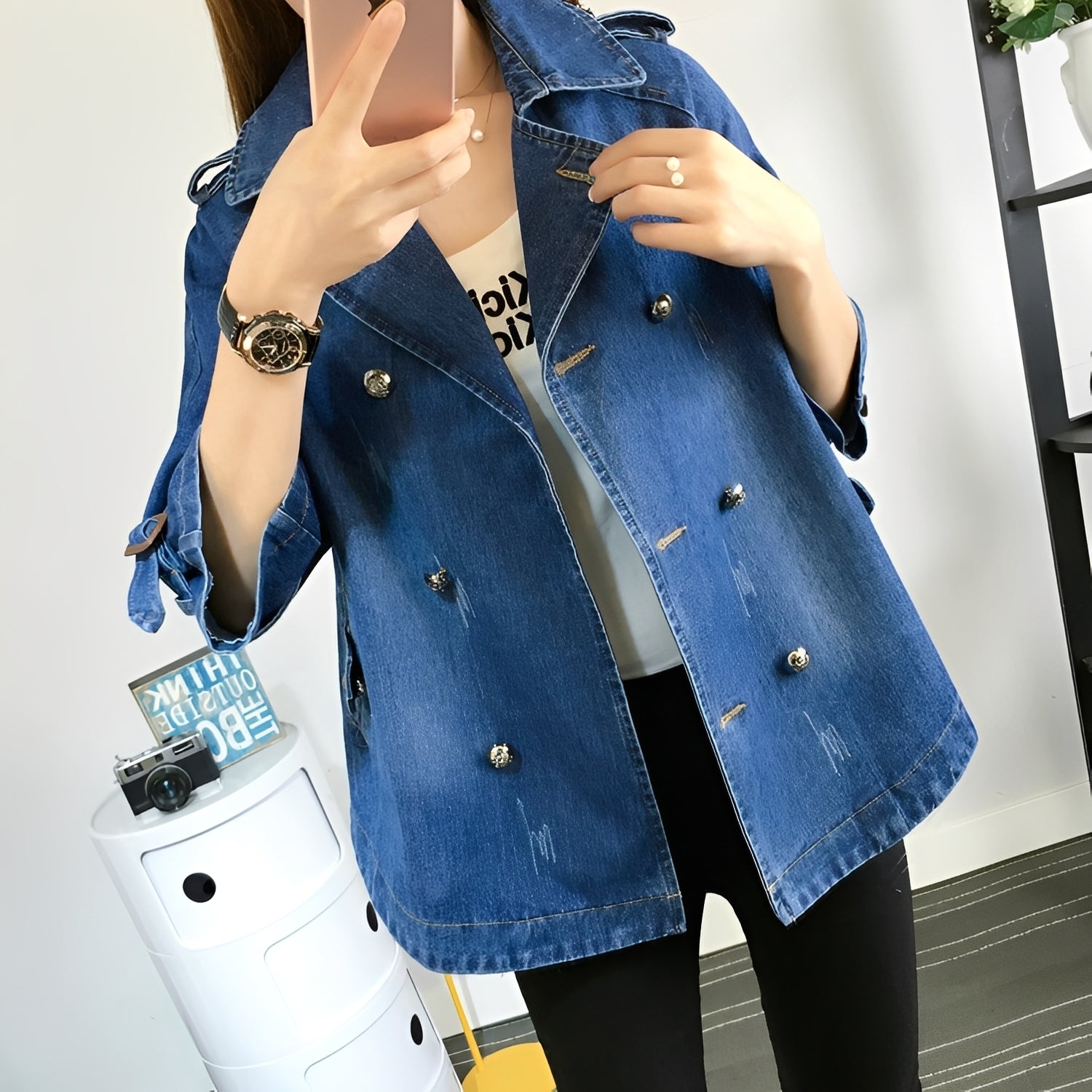 Faye - Stylowy Płaszcz Cape z Denimu