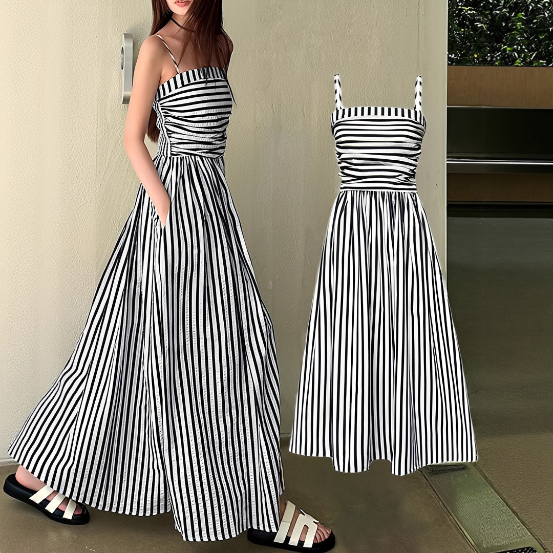 Cindy - Elegancka Sukienka Maxi w Paski