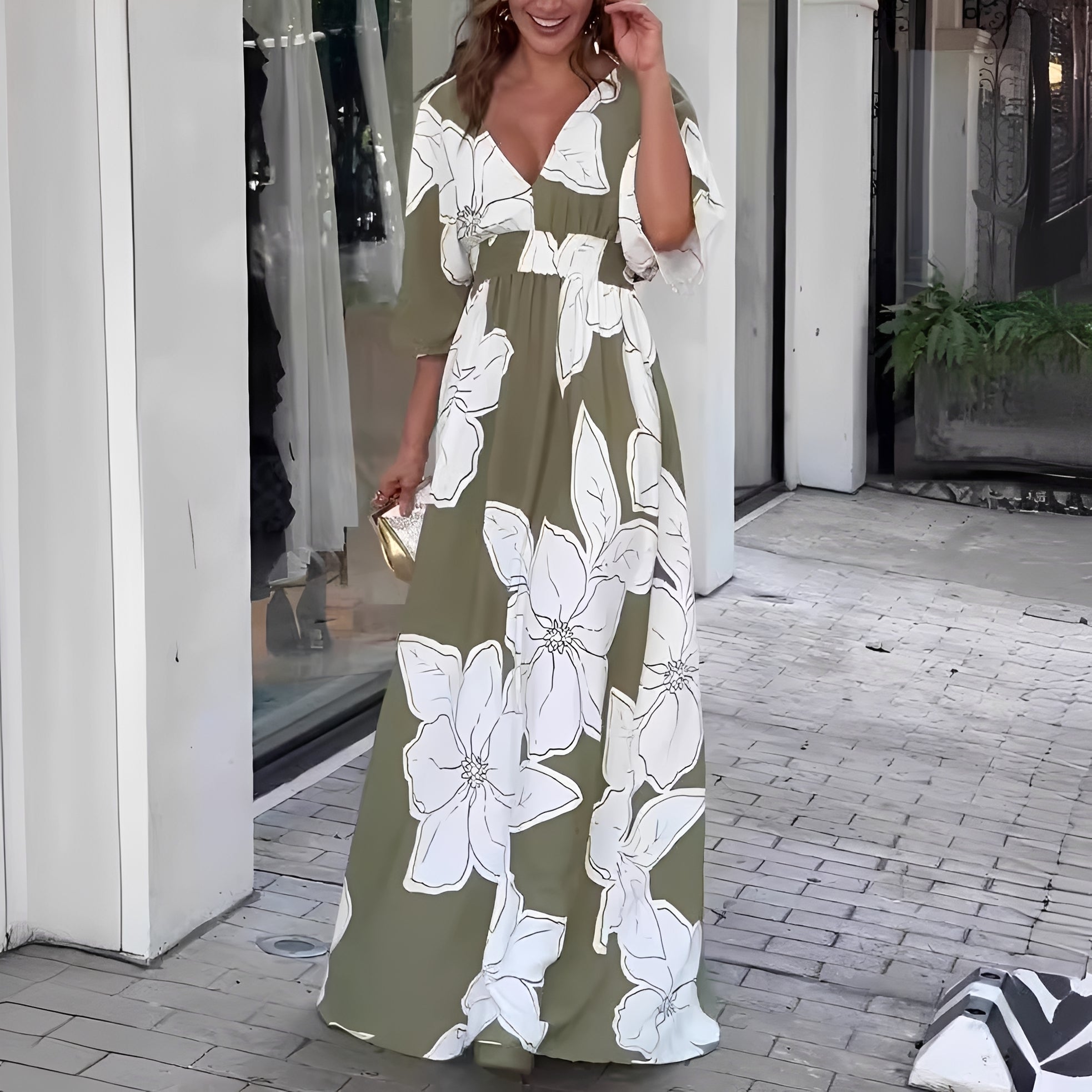 Alessia - Modna Luźna Sukienka w Kwiaty