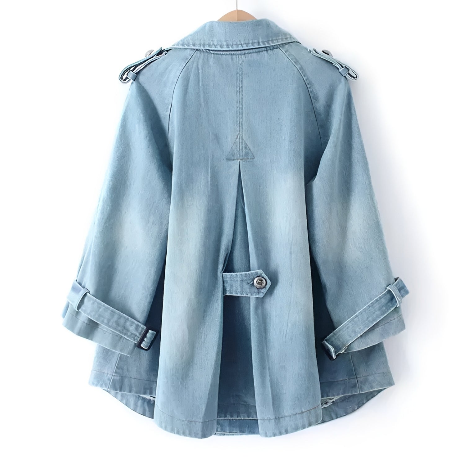 Faye - Stylowy Płaszcz Cape z Denimu