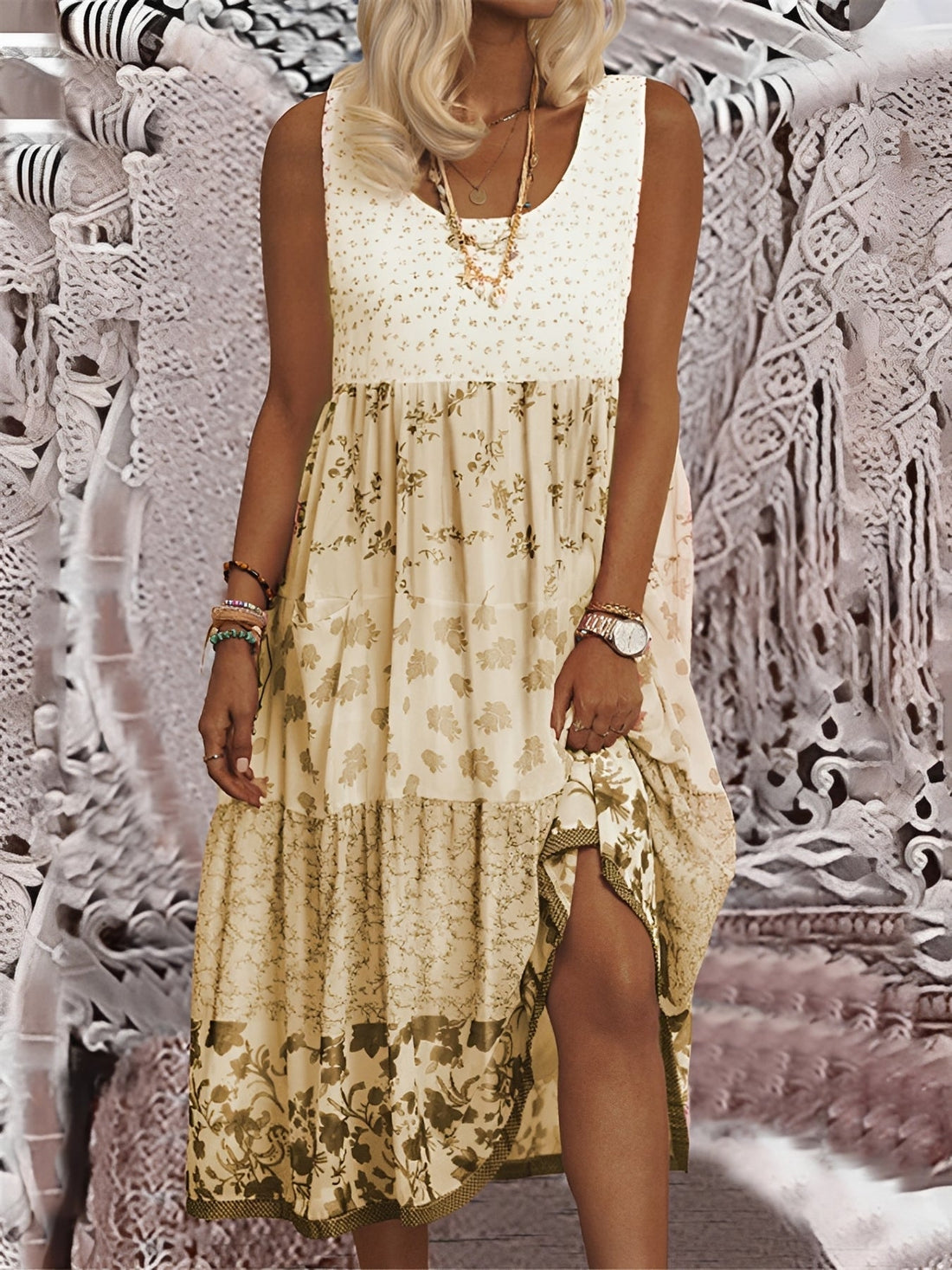 Nancy - Stylowa Sukienka Midi w Stylu Boho
