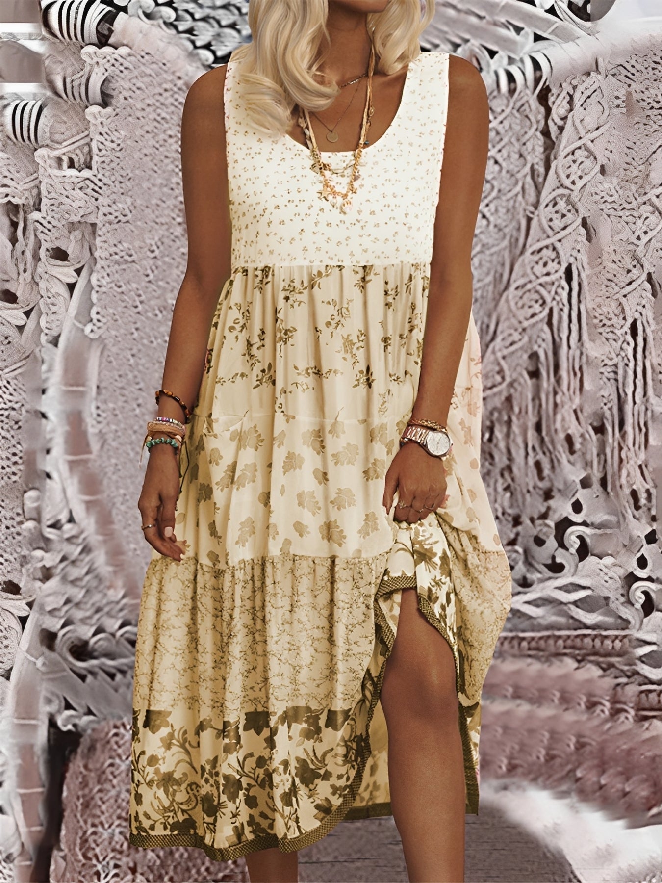 Nancy - Stylowa Sukienka Midi w Stylu Boho