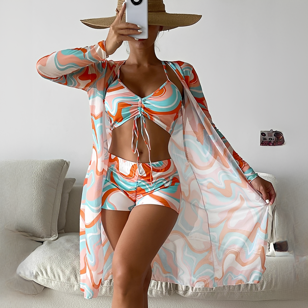 Elza - Modny Trzyczęściowy Zestaw Bikini
