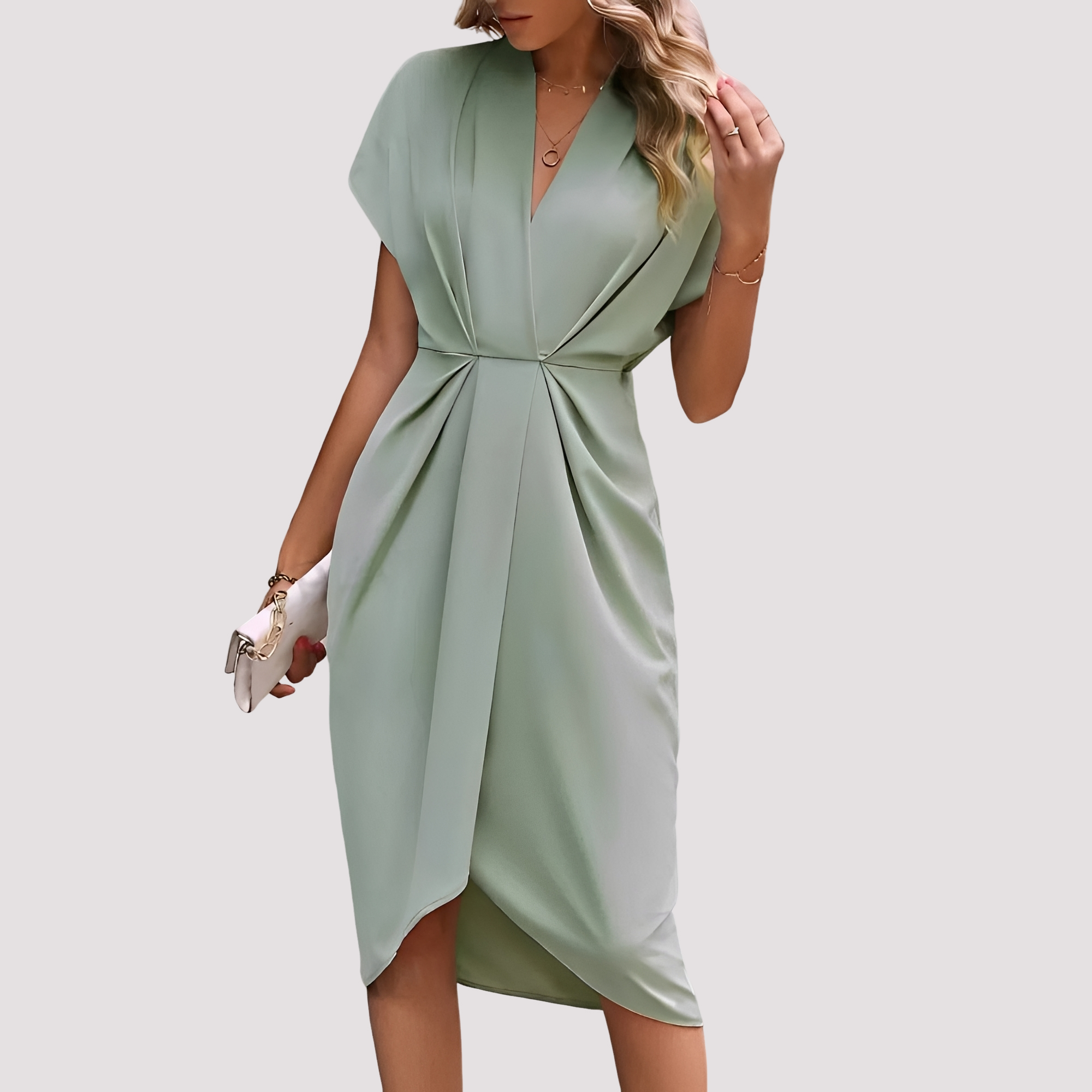 Gwen - Elegancka Sukienka Midi z Rozcięciem