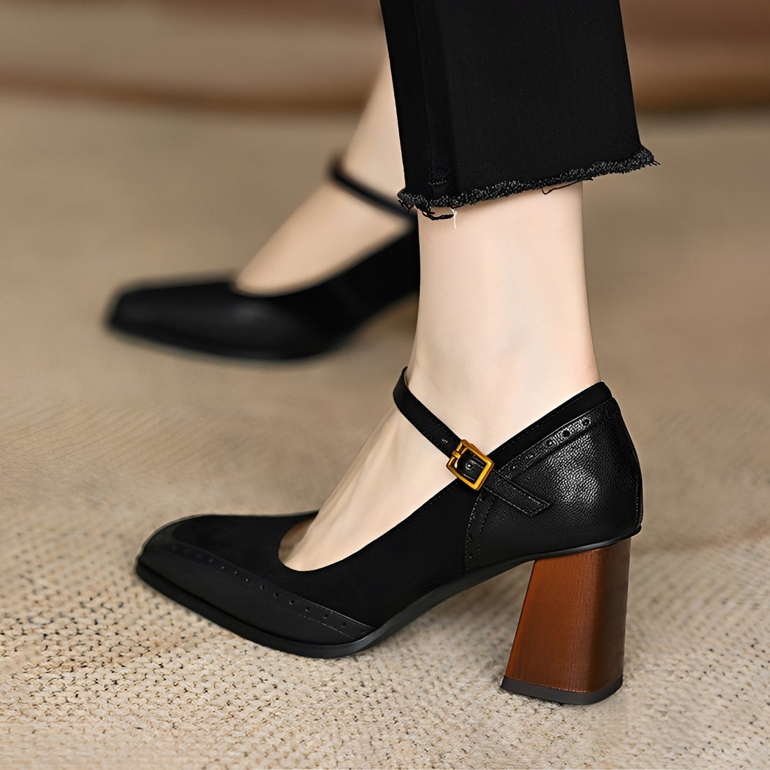 Isha - Eleganckie buty na szerokim obcasie