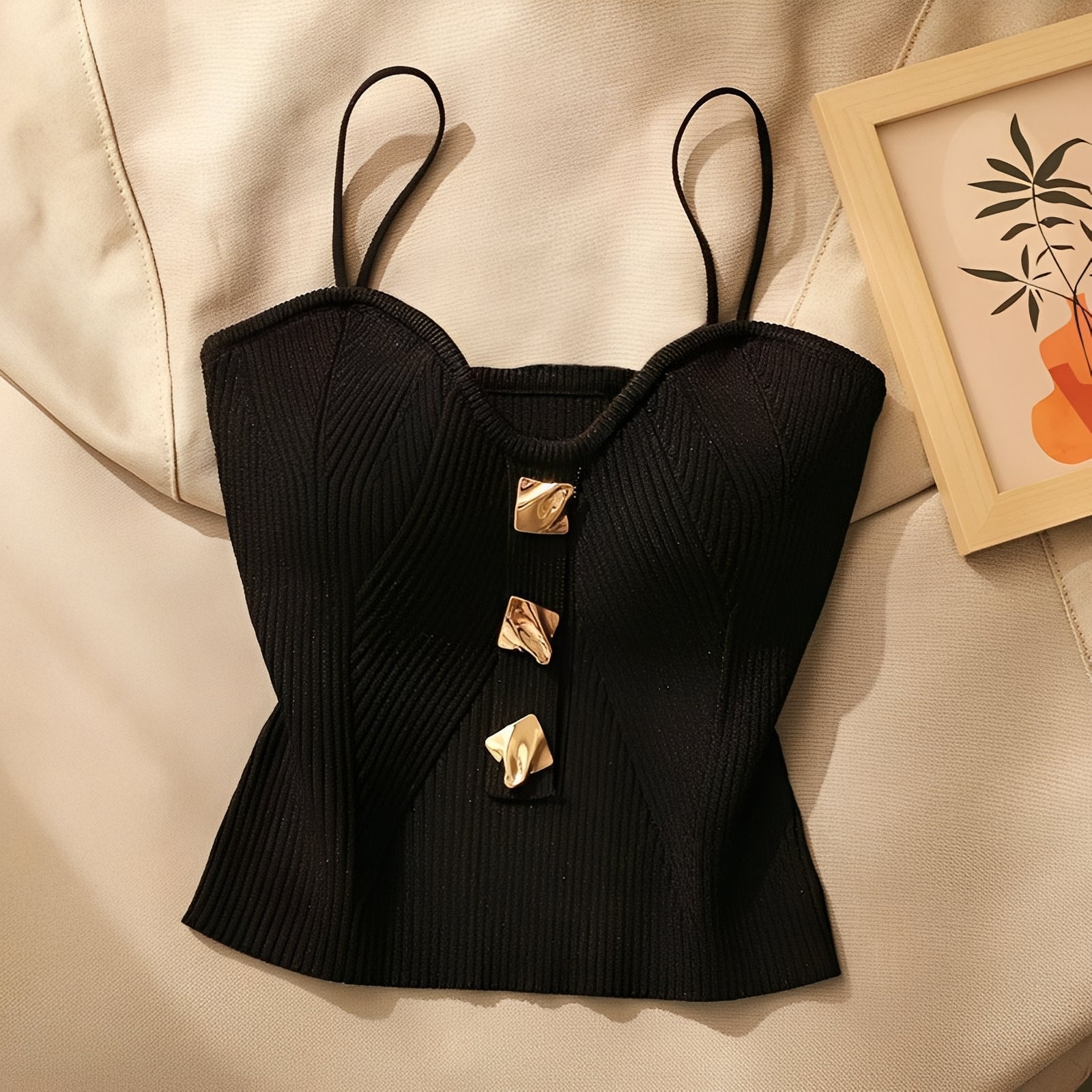 Ameera - Elegancki Top Gorsetowy z Prążkowanej Tkaniny