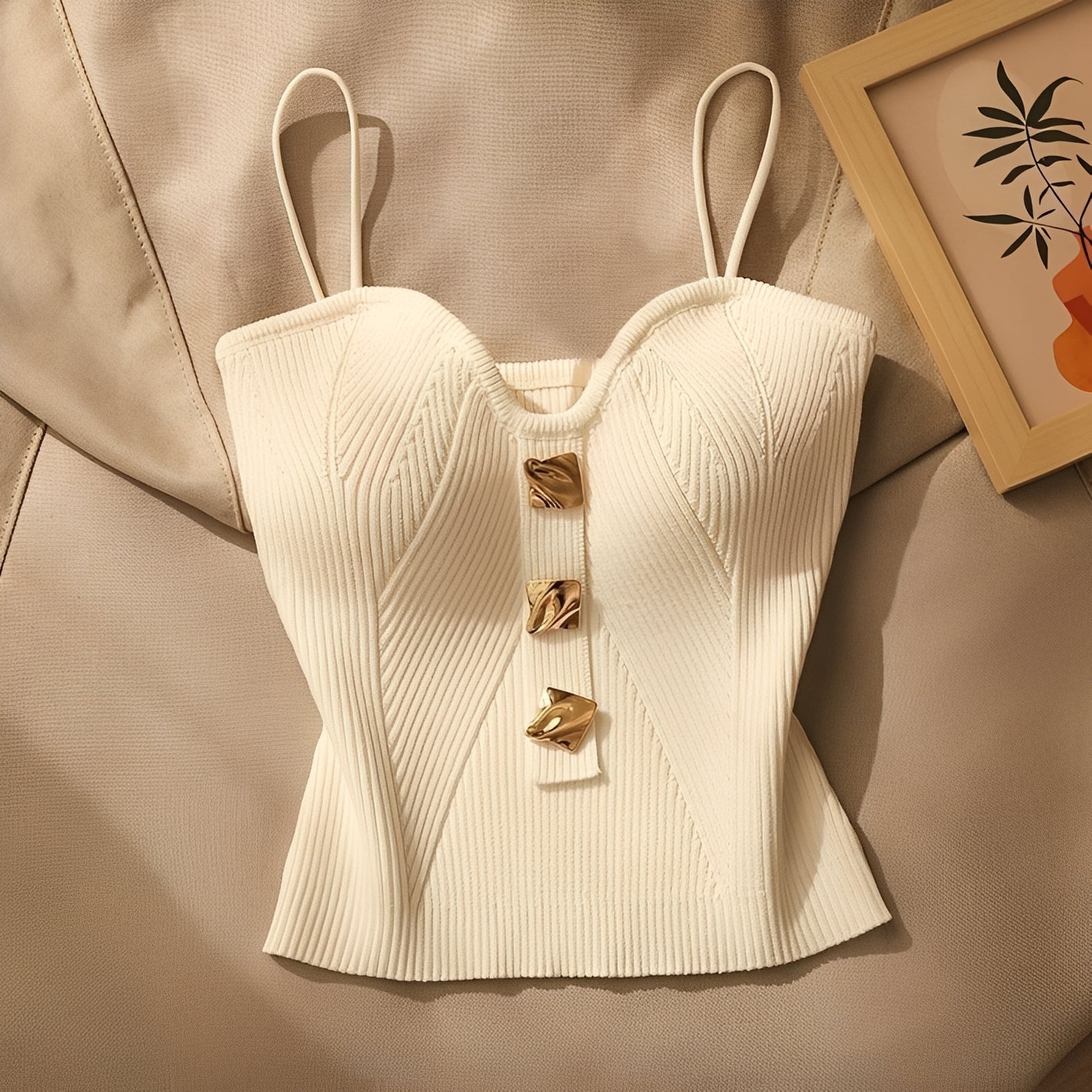 Ameera - Elegancki Top Gorsetowy z Prążkowanej Tkaniny