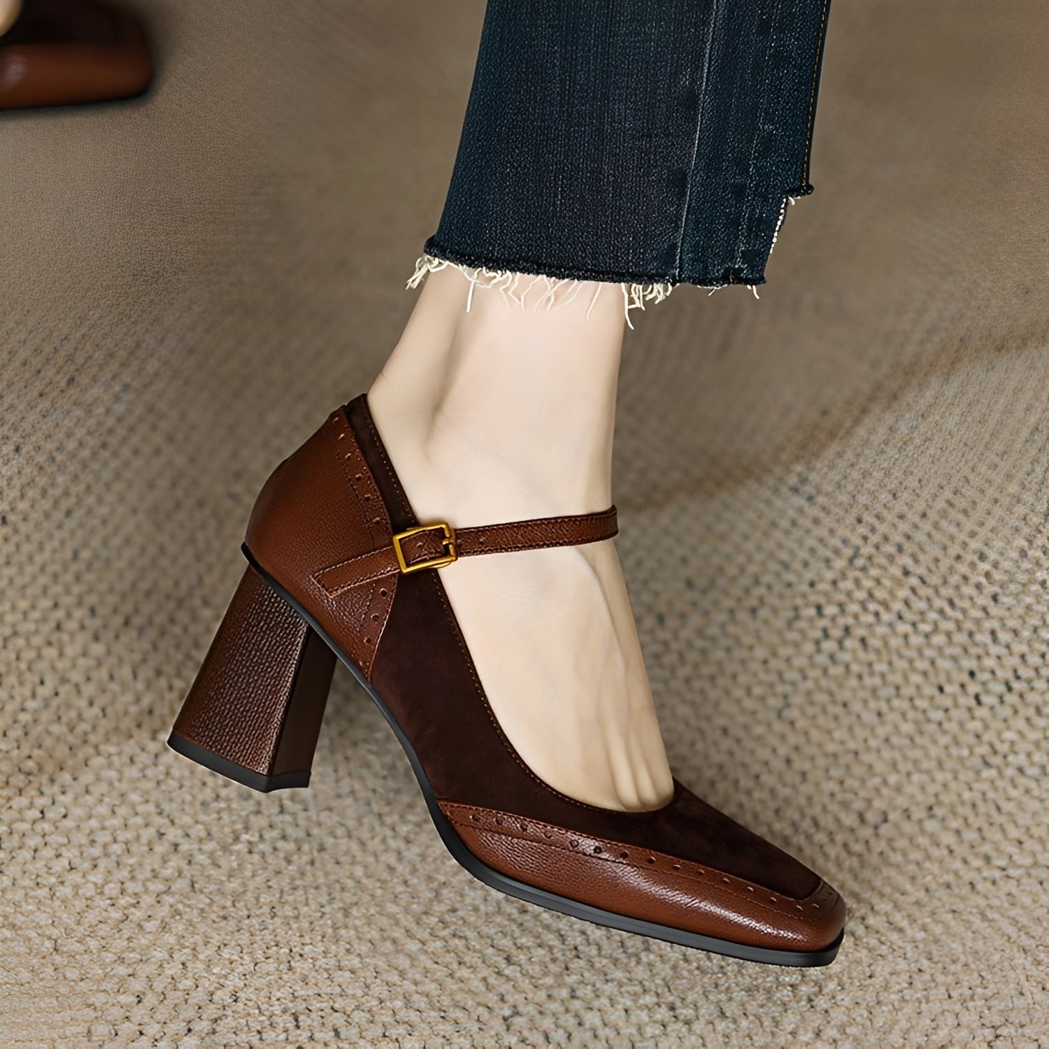 Isha - Eleganckie buty na szerokim obcasie