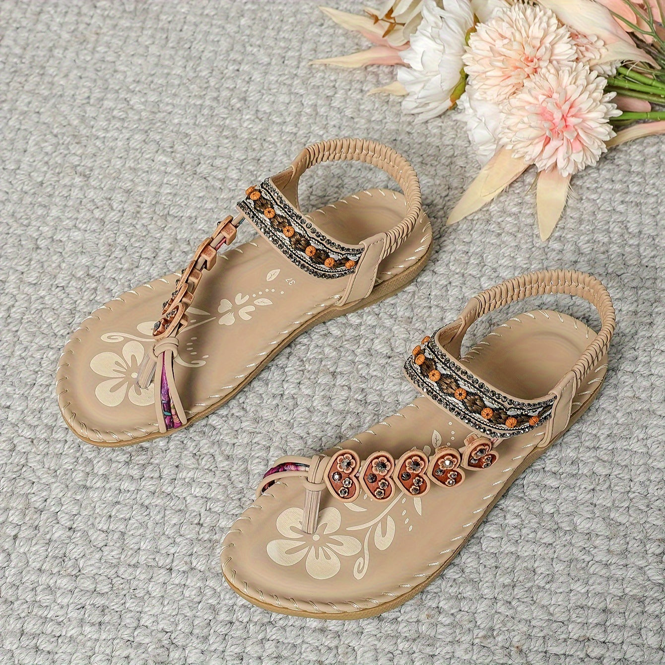 Stacey - Modne boho płaskie sandały