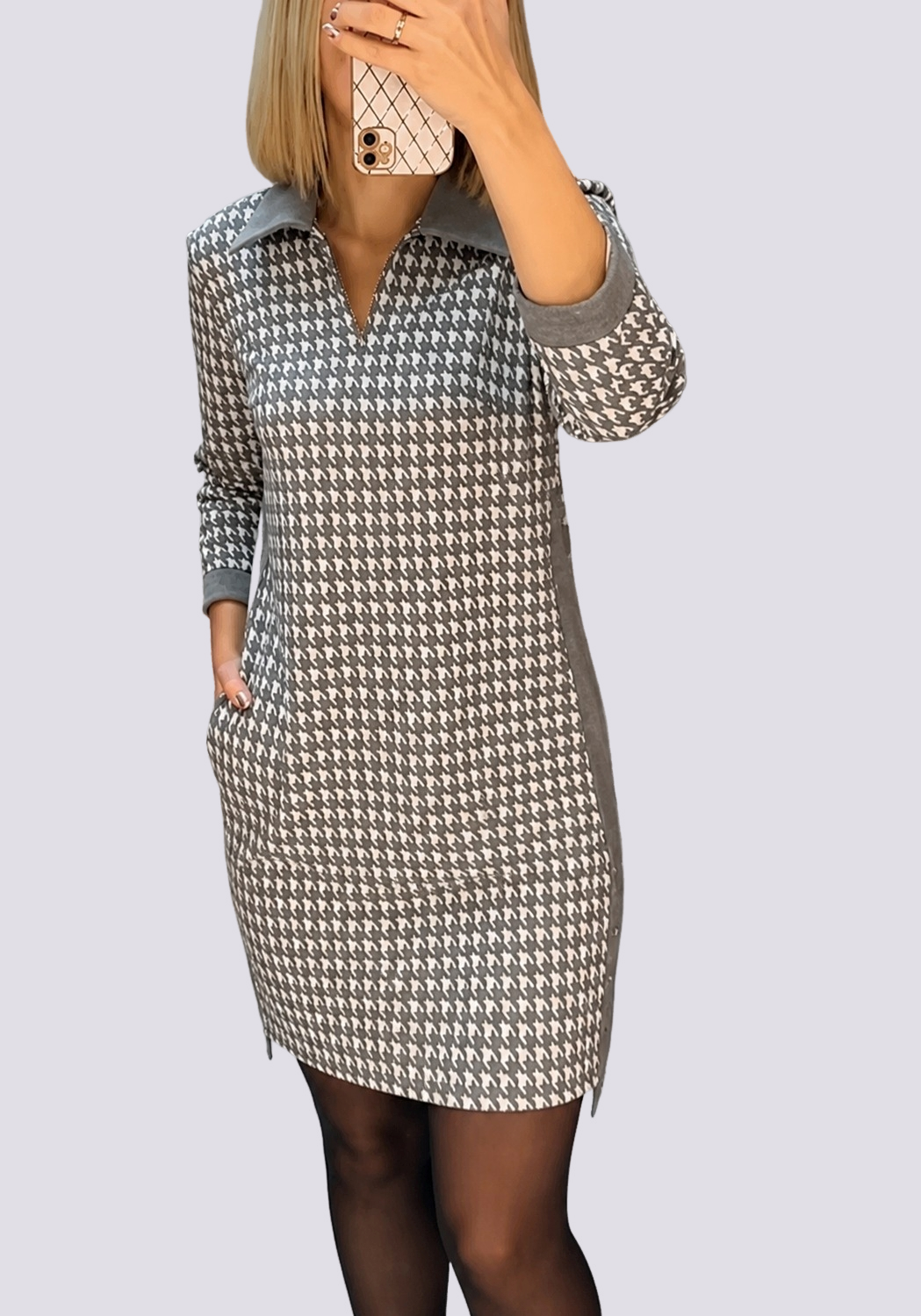 Saskia - Modna Sukienka Mini z Klapami