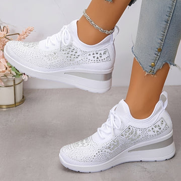 Elodie - Nowoczesne Wygodne Sneakersy z Kryształowymi Elementami