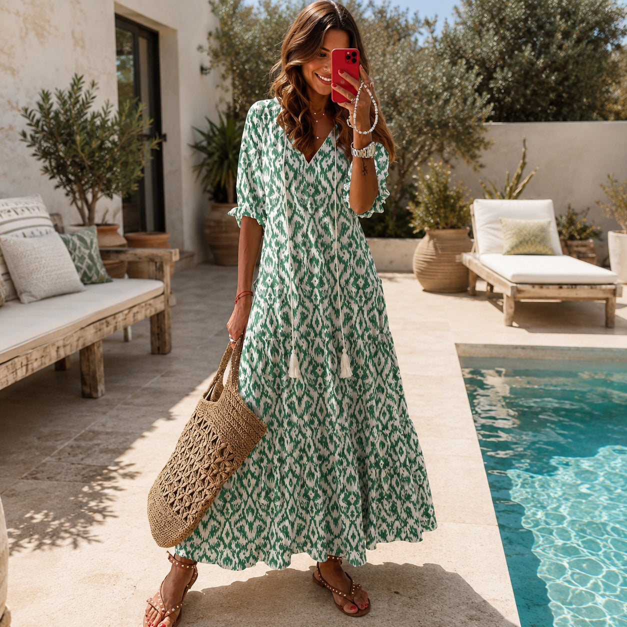 Lindsay - Zwiewna Sukienka Boho z Falbanami