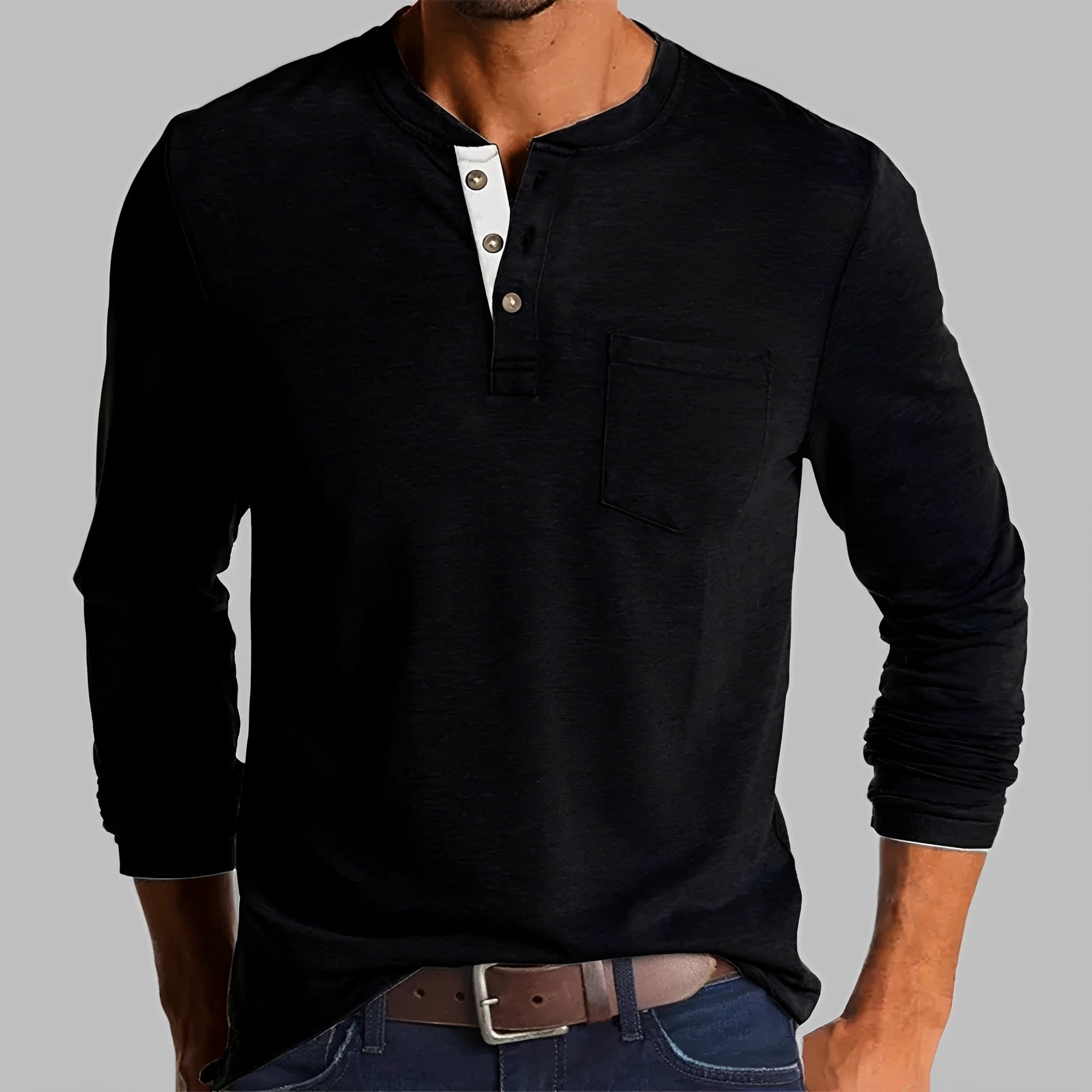 Dalton - Koszulka Henley z długim rękawem