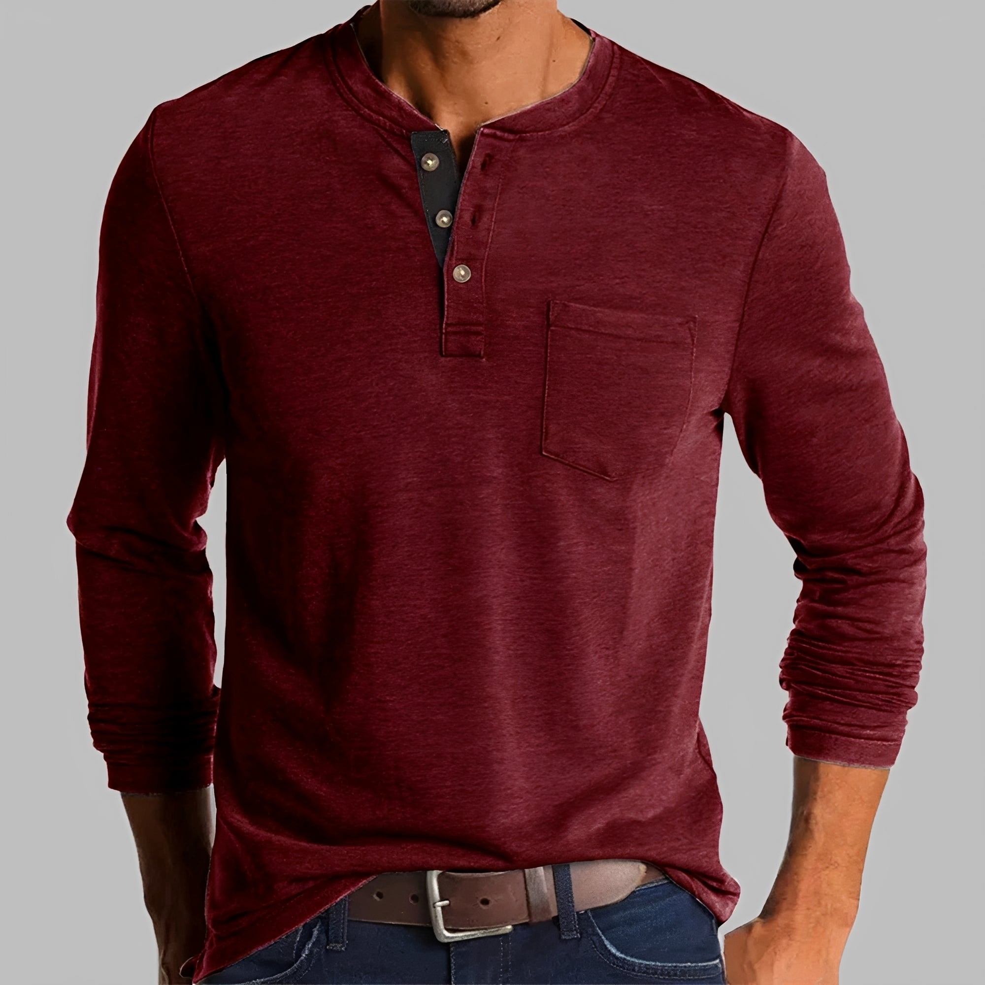 Dalton - Koszulka Henley z długim rękawem