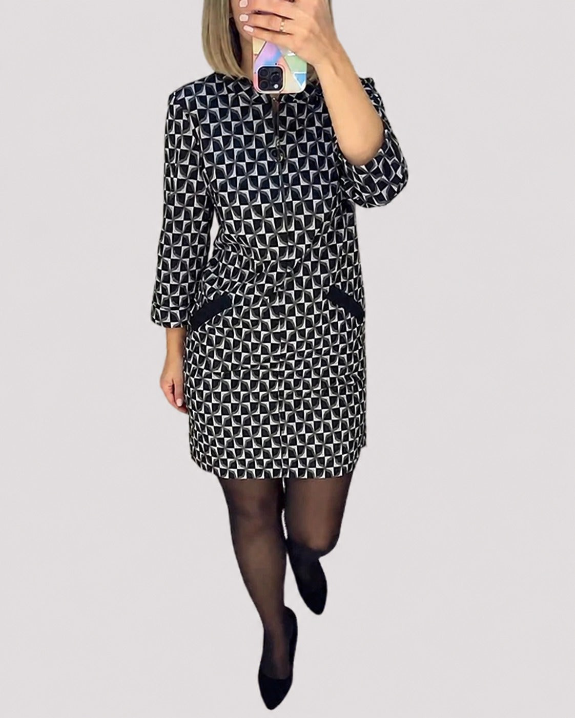 Michelle - Elegancka Sukienka z Długimi Rękawami