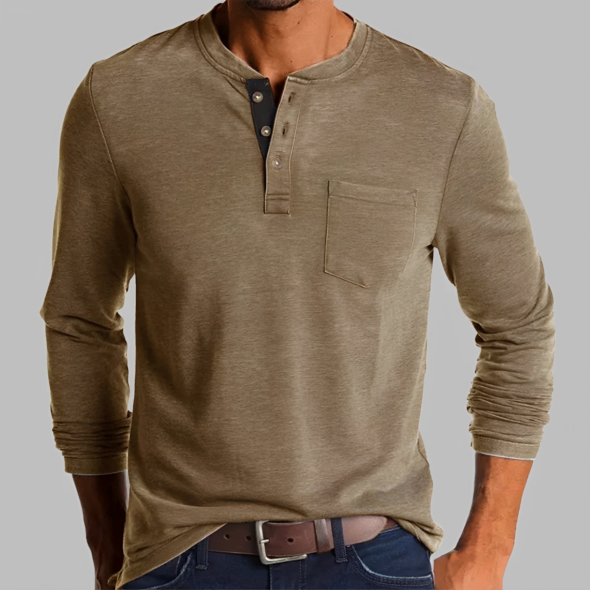 Dalton - Koszulka Henley z długim rękawem