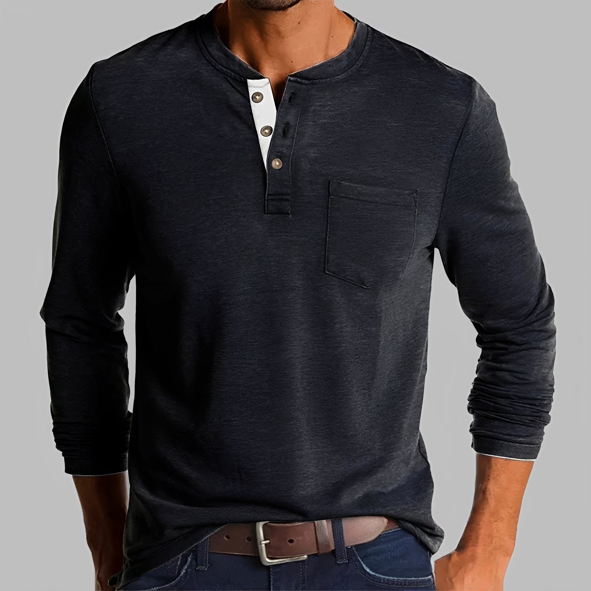 Dalton - Koszulka Henley z długim rękawem