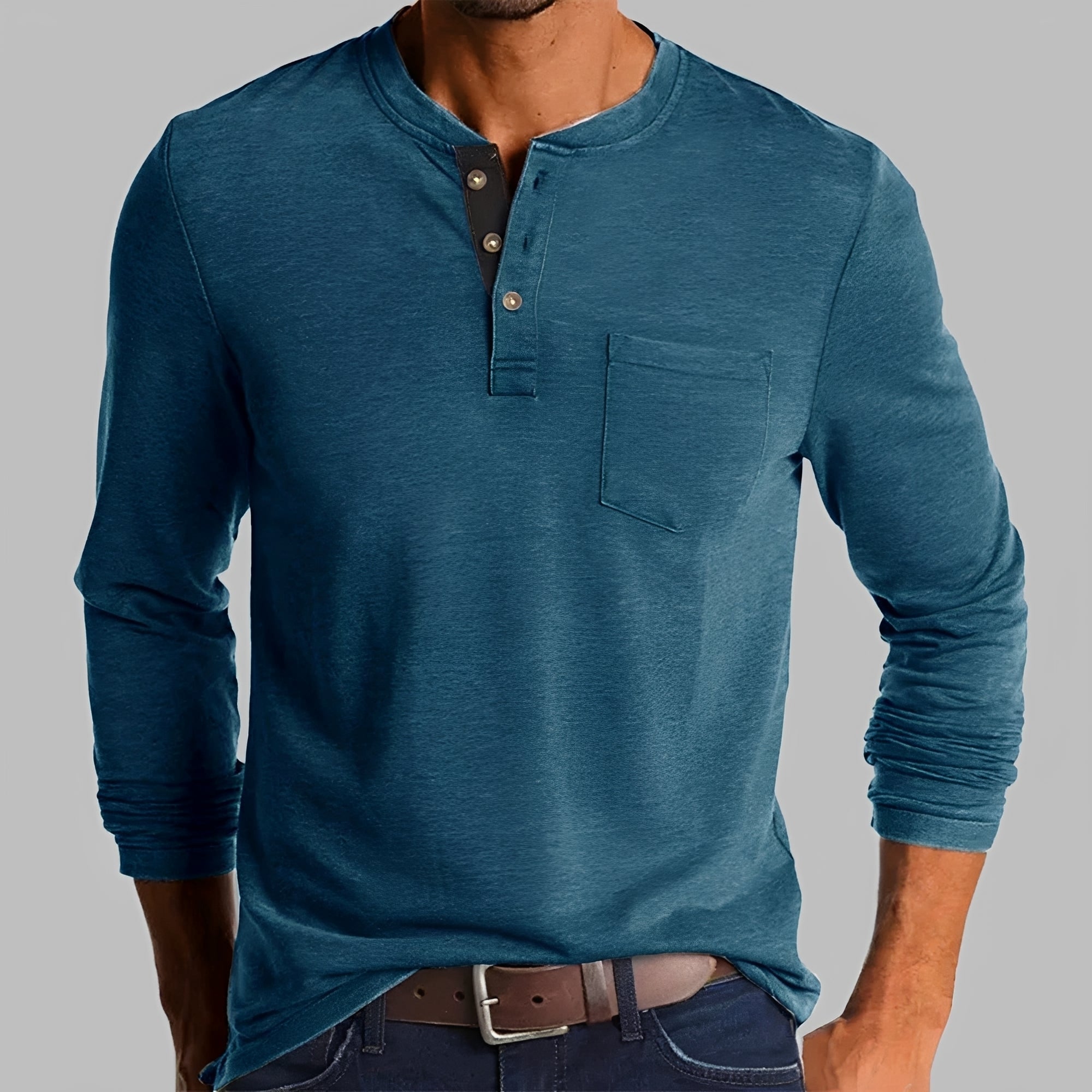 Dalton - Koszulka Henley z długim rękawem