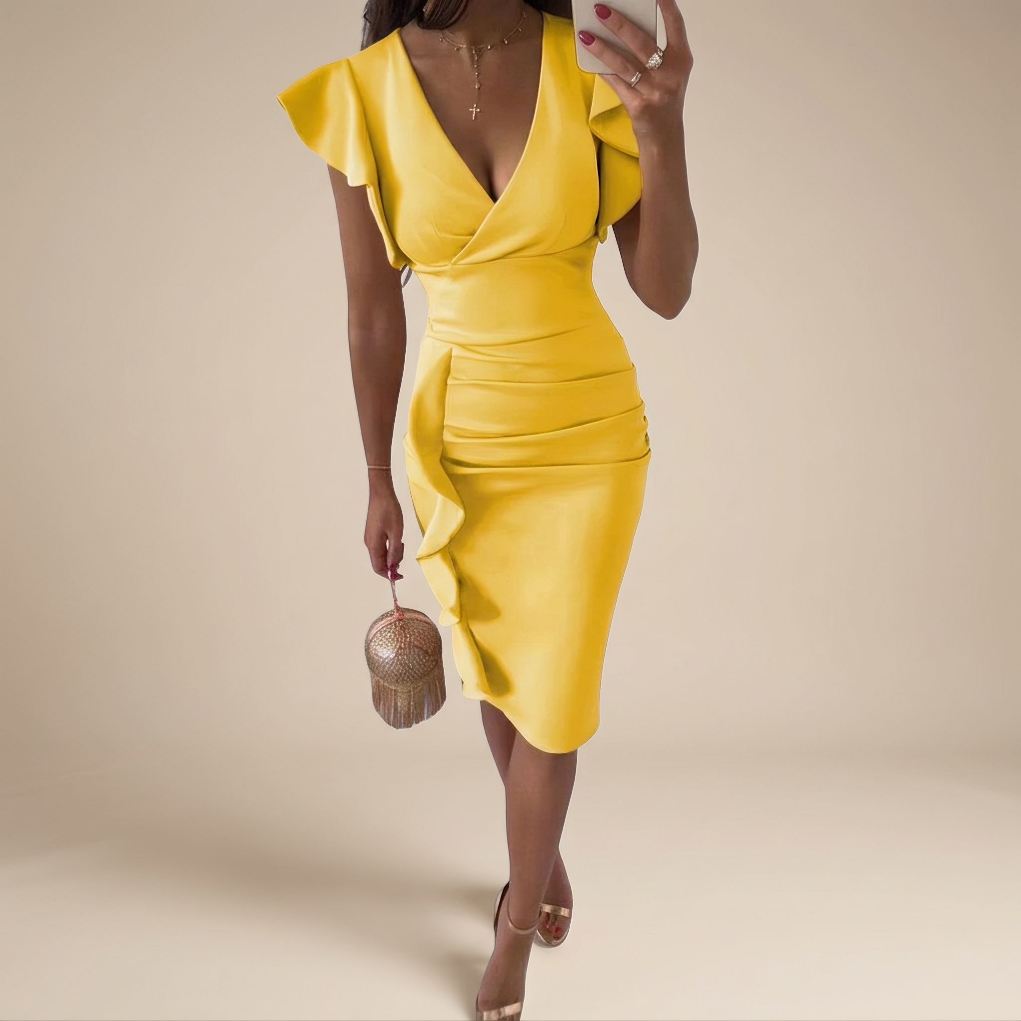 Marissa - Elegancka Midi Sukienka Koktajlowa