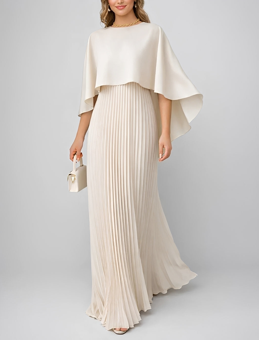 Zuzanna - Elegancka Plisowana Suknia Maxi z Chiffonu