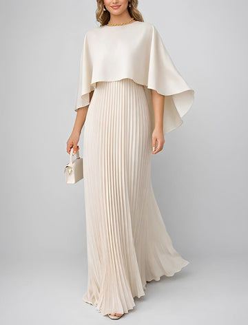 Zuzanna - Elegancka Plisowana Suknia Maxi z Chiffonu