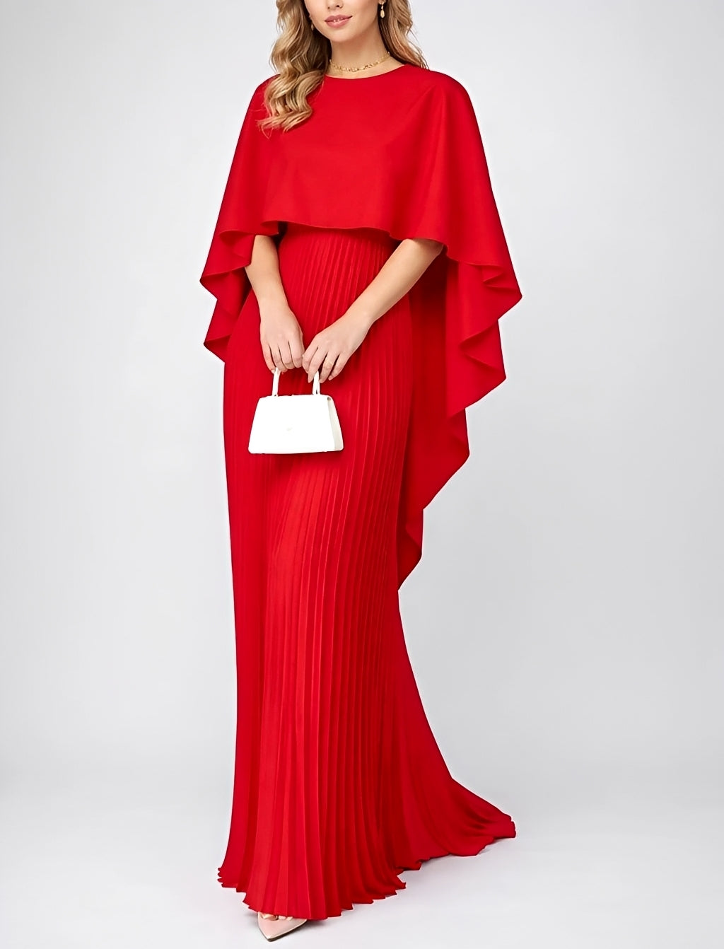 Zuzanna - Elegancka Plisowana Suknia Maxi z Chiffonu