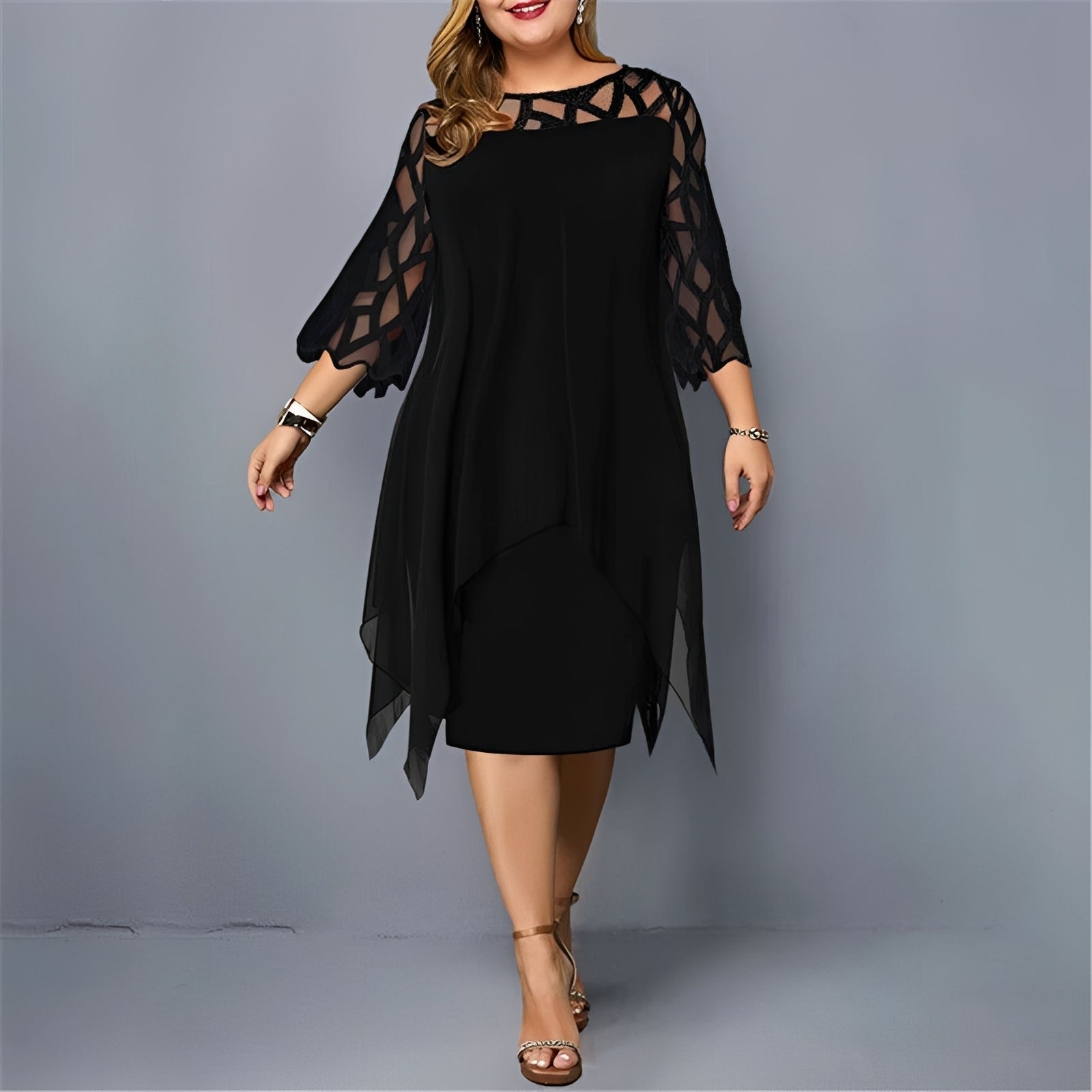 Eleanor - Szykowna szyfonowa sukienka midi